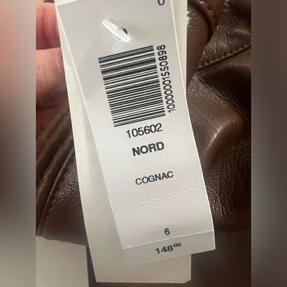 Aritzia Wilfred nord cognac pants size 6 vegan leather moto style night out - Picture 8 of 8